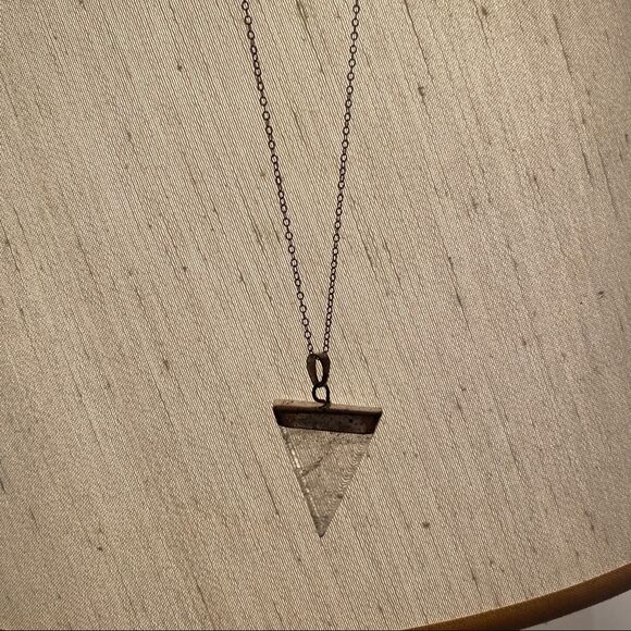 Quartz Crystal Triangle on Silver Chain - Picture 3 of 4